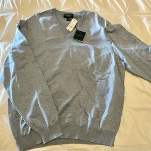 NWT! Brooks Brothers Blue Supima Cotton V-neck Sweater XL